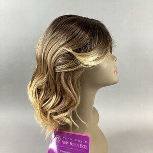 CT147 Shoulder Length Wavy #DYX4/Honey Dark Brown Blonde Synthetic Full Wig